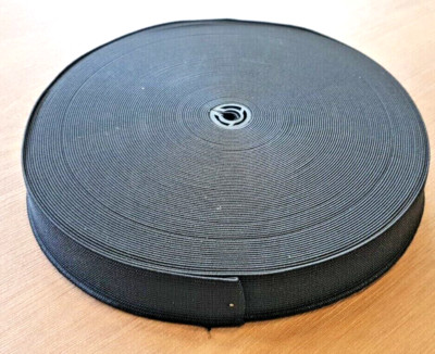2 ROLLEN schwarz flach elastisch 1 Zoll (25 mm breit) x 25 m, Kleidermacher Basteltasche ~