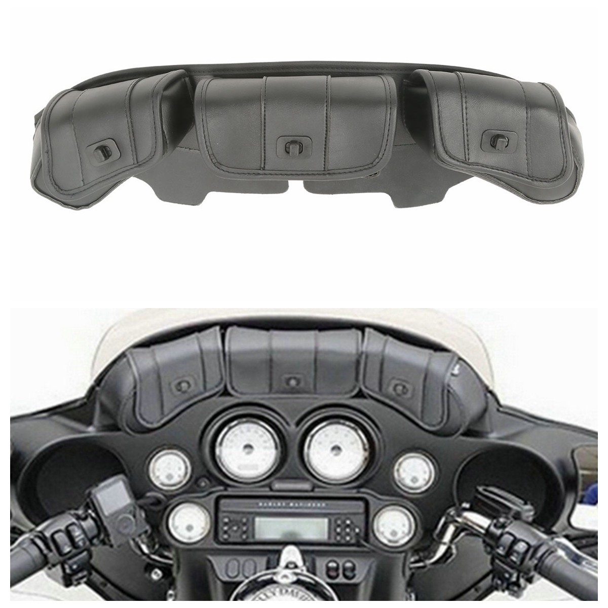 Windshield Saddle 3 Pouch Bag Fit For Harley Electra Street Glide FLHX 1996-2013