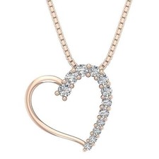 Round Diamond Heart Pendant Necklace VS1 E 0.45 Ct Appraisal 14K Gold Prong Set