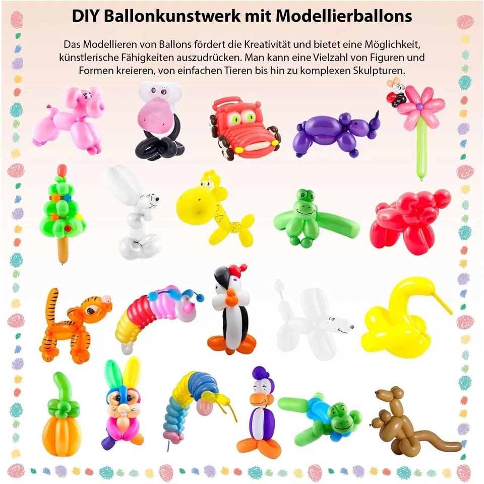 DIY Modellierballon Bunte Mix lange Latex Pastel Party Luftballons 260 Q Ballons - Bild 4 von 4