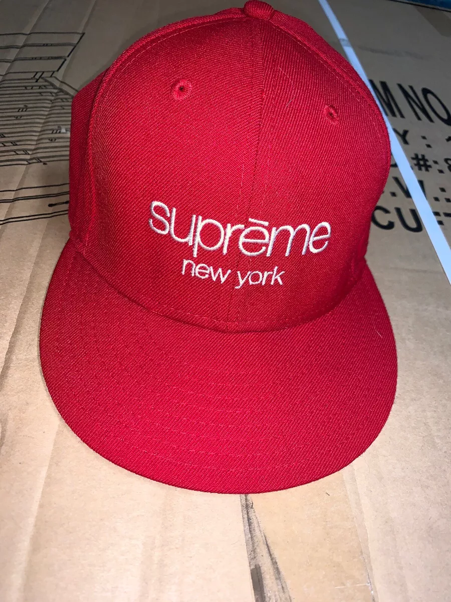 Supreme New York Classic New Era Hat 7 1/2 Red Box Logo Cap Rare Vtg LA  Japan