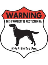 Warning Irish Setter Property Protected - Beware Dog Aluminum Dog Sign - 7 x 8