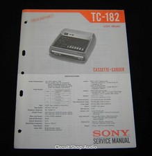 Original Sony TC-182 Cassette-Corder Service Manual