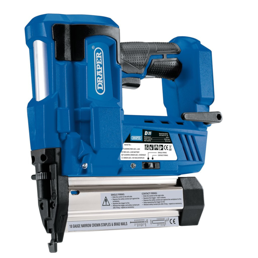 D20 20V Nailer Stapler, Bare, Type 90, 18 Gauge, Draper 55740