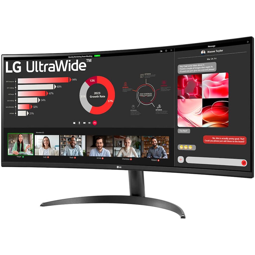 LG Curved-LED-Monitor 34WR50QK, 86 cm/34 Zoll, 3440 x 1440 px, UWQHD, 5 ms Reakt