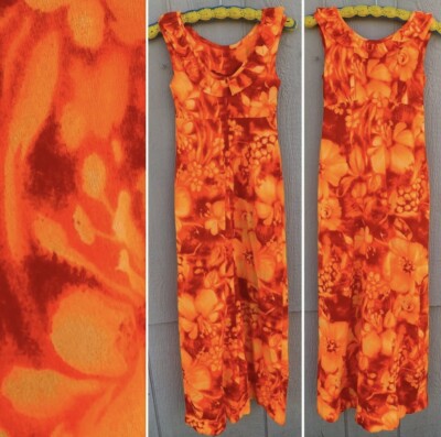 60's penneys HAWAII ハワイアンドレス Vintage Penneys Hawaii Hawaiian Dress 60s 70s Neon Floral Tiki