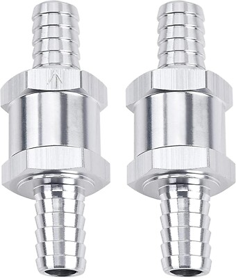 2pcs 12mm 1/2'' Fuel Non-Return One Way Check Valve Petrol Diesel Oil Aluminum