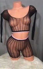 Exotic Dancewear Fishnet 2 Piece Size S/M Print May Very