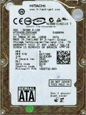HTS545012B9SA00, PN: 0A71500, MLC: DA2987, HITACHI SATA 120GB JAN 2010