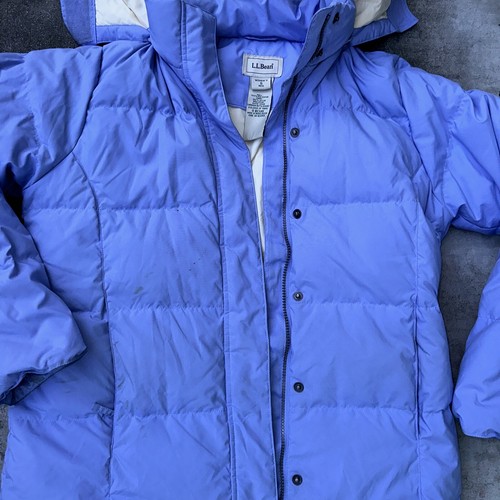 Vintage LL Bean Down Puffer Coat Women Small REG Lavender Full Zip 3/4 Length - Picture 4 of 10