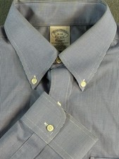 Brooks Brothers Dress Shirt Mens 16 34/35 Blue Check Non Iron Supima Cotton