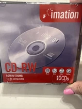 Imation 700MB 80 Min CD-RW Discs 10 Pack 1x-4x Factory Seal NEW. FAST SHIPPING