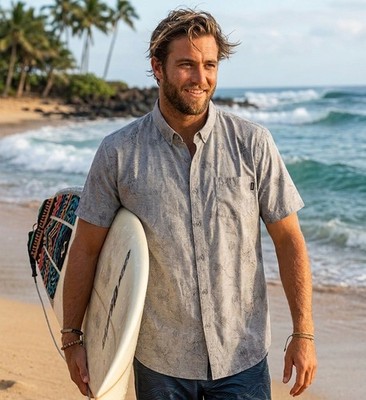 Molokai Surf Co. Octopus Print Button Down Lightweight Sz XXL