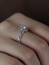 Anello 1 Ct Tondo Taglio Laboratorio Colvato Diamante in Argento 925 da Donna