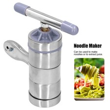 Stainless Steel Manual Noodle Maker - Pasta Press Machine with 5 Mold Heads