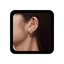 Crystal Butterfly Wing Stud Earrings Gold Pearl Butterfly Dangle Earrings Weddin