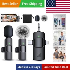 3 in 1 Professional Wireless Lavalier Microphone for iPhone/Android/Camera, W...