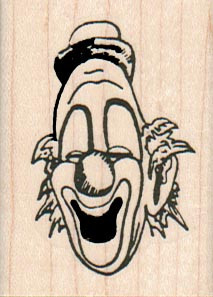 Clown Face Laughing 1 1/2 x 2'' Mounted Rubber Stamp, Clown Stamp