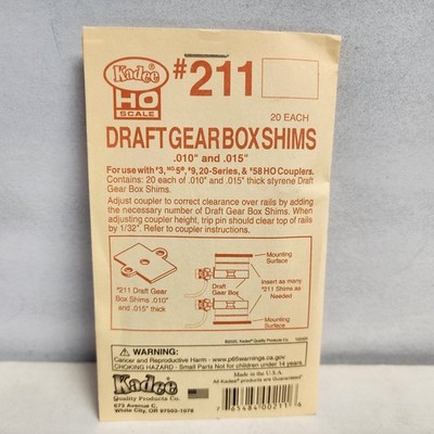 Kadee Draft Gear Box Shims  .010 & .015 --20 pieces each - Stock #211 HO Scale
