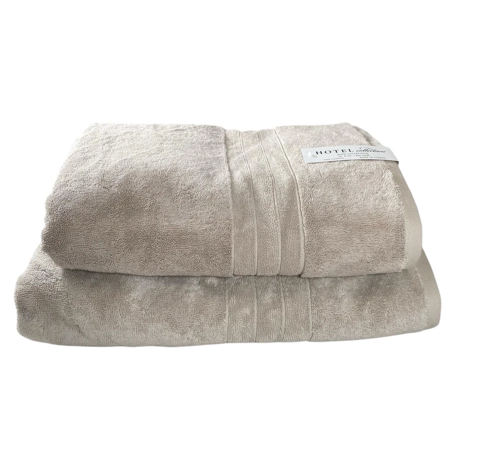 Hotel Collection Turkish Bath Sheet & Bath Towel Beige Set of 2 NEW - Image 2 of 4