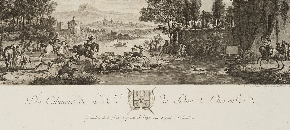 DUNKER (*1746) nach WOUWERMAN (*1619), Hirschjagd, 1772, Rad. Barock 1750-1799 - Bild 4 von 4