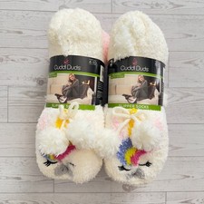 Bundle of 2 - Cuddl Duds 4 pair PlushFill Slipper Socks Unicorn  Pink
