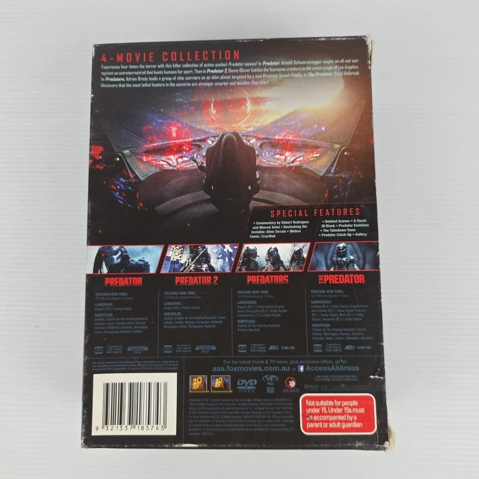 Predator 4-Movie Collection 1-4 1 2 3 4 - DVD Box Set PAL Region 4 Free Postage - Image 3 of 4