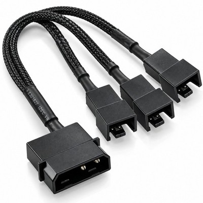 M34 4 Pin Molex auf 3 x 3 / 4-Pin PMW 12V PC Gehäuselüfter Stromversorgungskabel