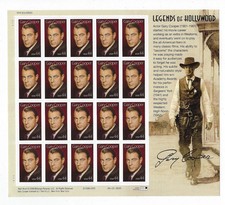 GARY COOPER USPS 44 CENT POSTAGE STAMP FULL SHEET COLLECTOR'S ITEM