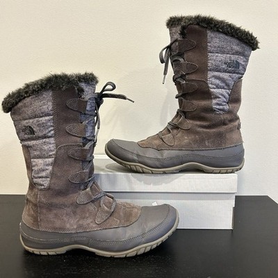 THE NORTH FACE 200 Gram Primaloft Brown & Gray Lace Up Boots Nuptse Purna II 10M
