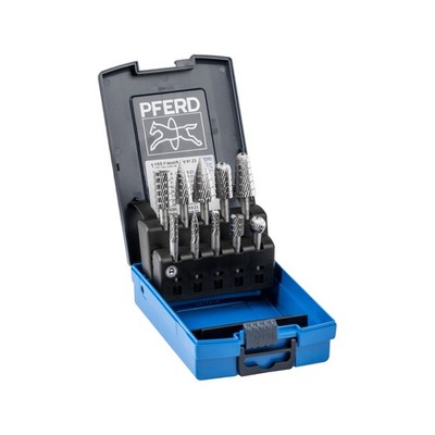 PFERD TOOLS HSS Frässtift Set 81 10-tlg. Zahnung 3 Ø 16/12/10/6mm Schaft-Ø 6mm