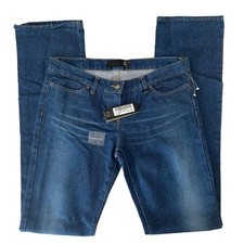 NEW Just Cavalli Distressed Medium Wash Glitter Sparkly Boot Cut Jeans 30