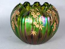 Loetz Art Nouveau Bowl Shaped Iridescent And Gilded Glass Vase Circa 1898 C625