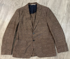 Blazer Maurizio Baldassari Brera EU 54 marrone seta lino lana Italia nuovo con etichette