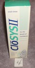 White CLYSOS 2 ORAL RINSE box with blue vertical text, green leaf accents, and “Alcohol Free” badge.