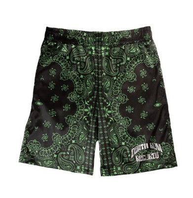 Death Row Records Black Green Bandana Satin Shorts Men s Small NWOT
