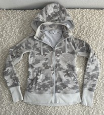 Athleta Triumph Grey Camo Zip Up Hoodie Jacket Womens Size Small