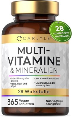 Multivitamin Tabletten Hochdosiert mit 28 Vitamine & Mineralien | 365 Vegane Stk