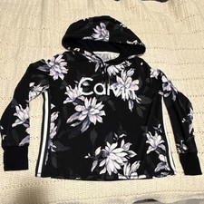 Calvin Klein Women's Floral Logo Pullover Hoodie Black/White M
