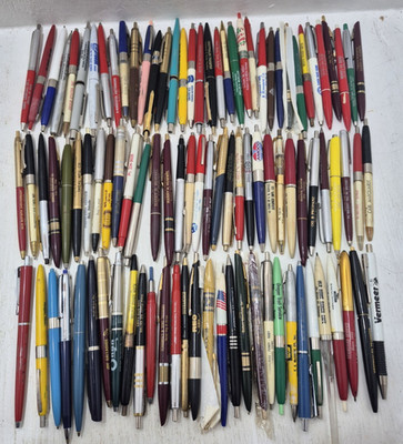 Huge Lot of Vintage Advertising Collectible Pens Click Pen Ad Company Promo 70s?