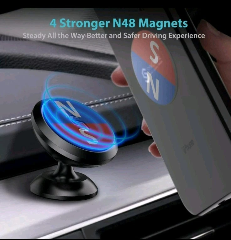 In Car Magnetic Phone Holder Mount Dashboard Dash Mobile Rotate 360 Swivel Stick - Image 4 of 4