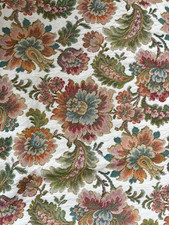 Vintage Jacquard Woven Tapestry Floral Fabric French 18thC Design 279cm x 132cm