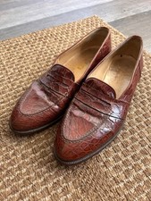 Gucci authentic vintage brown genuine crocodile alligator penny loafers 43D 10D