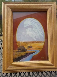 Framed Card Designed by Montana Artist W R Pirami Titled "Yellowstone Sanctuary"
