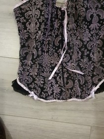 Vintage Ann Summers Black & Dusky Pink Boned Corset Top Size 8-10