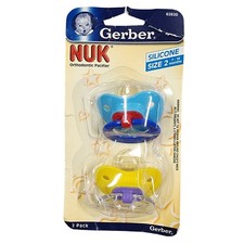 GERBER ORIGINAL NUK ORTHODONTIC PACIFIER 2 PK SILICONE SIZE 2 Fashion 62620