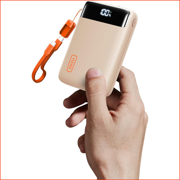 Powerbank 20000Mah 22,5W Schnellladung Mit USB-C Kabel Flugtauglich Beige FüR-image