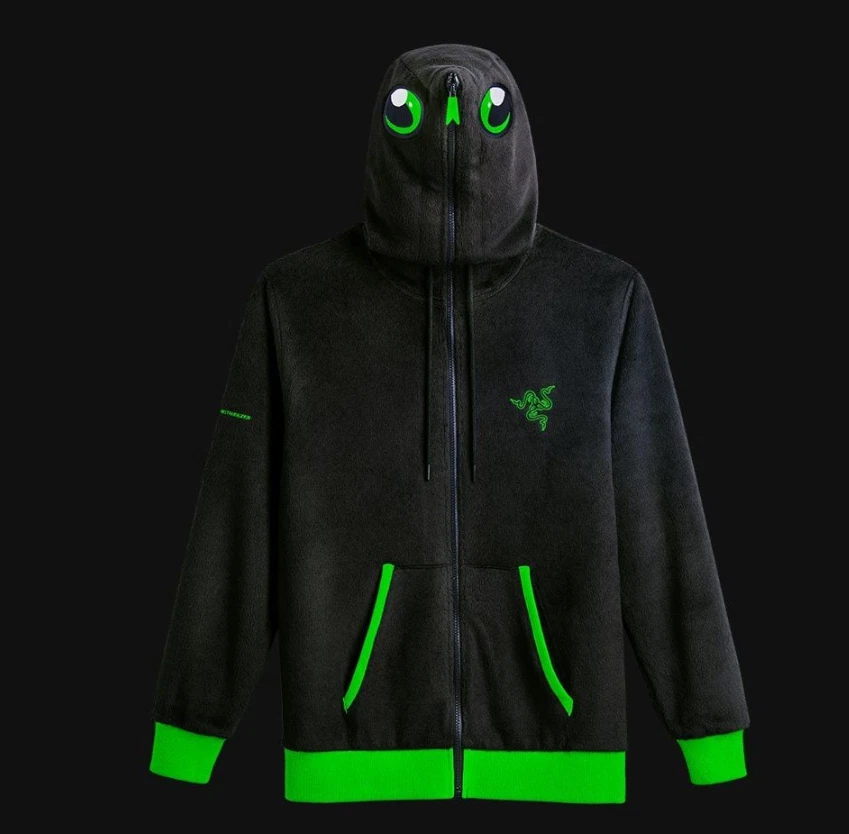 Razer Zone Gaming Full Zip Hoodie Sweatshirt Men's XL Black Green Sneki Snek