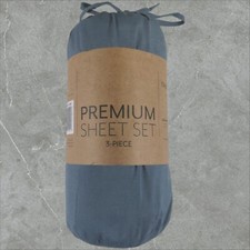 Premium 3pc Sheet Set Twin XL Pillowcase Fitted Sheet Flat Sheet Stone Blue READ