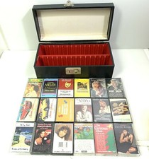 Lot of 18 Cassette Tapes  Vintage Storage Case Key NOT included Kenney Rogers